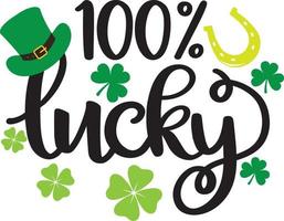 100 Lucky 2, Green Clover, So Lucky, Shamrock, Lucky Clover Vector Illustration File