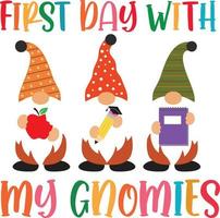 First Day With My Gnomies,Happy Fall, Thanksgiving Day, Happy Harvest, Vector Illustration File