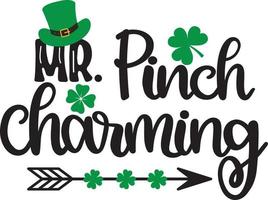 Mr Pinch Charming 2, Green Clover, So Lucky, Shamrock, Lucky Clover Vector Illustration File