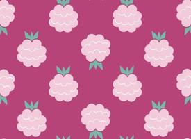 Seamless pattern with raspberries. Design with berries in flat style. vector