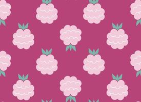 Seamless pattern with raspberries. Design with berries in flat style. vector