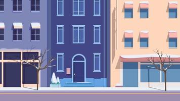 Cityscape in winter season. Beautiful city street. vector