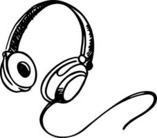 Hand drawn old school headphones vector illustration. music. Vector illustration. Headphone icon sketch