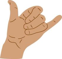 Shaka gesture line icon. Surfer, thumb up, little finger. Gesturing concept. Can be used for topics like deaf language, surfing, communication vector