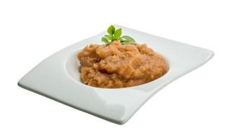 Pollock roe in a bowl on white background photo