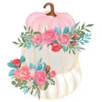 Fall Pumpkin with flower bouquet png