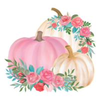 Fall Pumpkin with flower bouquet png