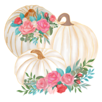 Fall Pumpkin with flower bouquet png