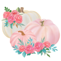 Fall Pumpkin with flower bouquet png