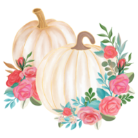 Fall Pumpkin with flower bouquet png