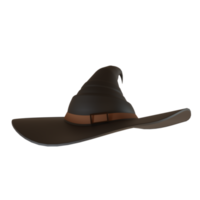 Representación 3d de sombrero de bruja negro para la decoración de la celebración de la fiesta de halloween png