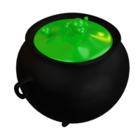 3d cauldron filled with witch potion liquid, for Halloween party celebration decoration png