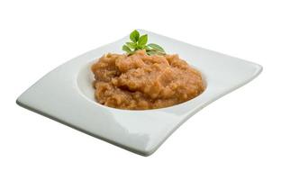 Pollock roe in a bowl on white background photo