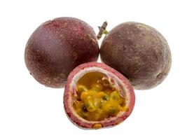 Passion fruit on white background photo