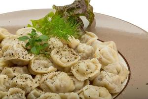 Russian dumplings on the plate close up view photo