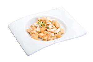 Cashew in a bowl on white background photo