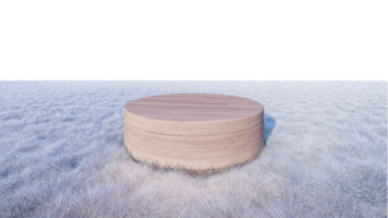 A 3d rendering image of product display on white fur png
