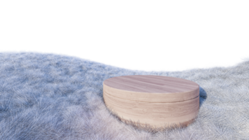 A 3d rendering image of product display on white fur png