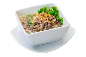 Thai soup with minced meat photo