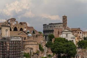 Building ruins and ancient columns  in Rome, Italy photo