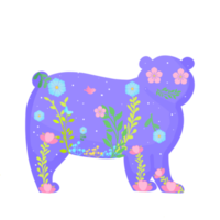 animal urso em design estampado estilo folclórico