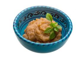 Pollock roe in a bowl on white background photo