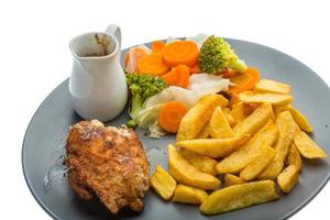 Cordon bleu on the plate and white background photo