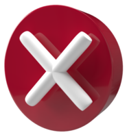 cross mark icon 3d rendering png
