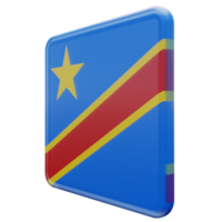république démocratique du congo vue droite drapeau carré brillant texturé 3d png