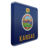 Kansas Left View 3d textured glossy square flag png