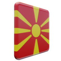 North Macedonia Left View 3d textured glossy square flag png