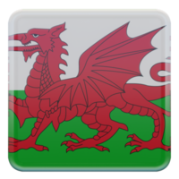 Wales 3d textured glossy square flag png