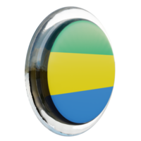 Gabon Left View 3d textured glossy circle flag png