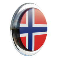 Norge vänster se 3d texturerad glansig cirkel flagga png