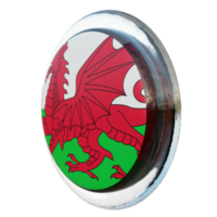 Wales Rechtsaf visie 3d getextureerde glanzend cirkel vlag png