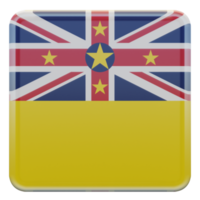 niue bandera cuadrada brillante con textura 3d png