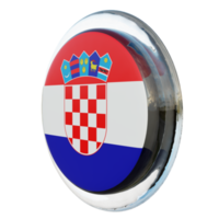 croatie vue de droite drapeau de cercle brillant texturé 3d png