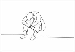 continuous line drawing thinking man vector
