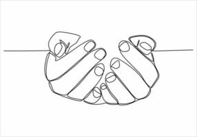 continuous line drawing praying hands vector