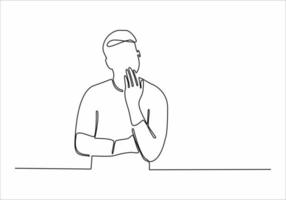 continuous line drawing thinking man vector