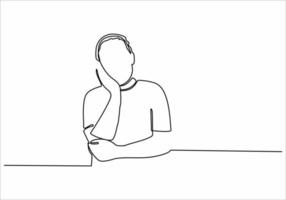 continuous line drawing thinking man vector