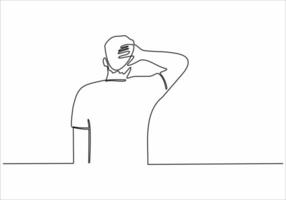 continuous line drawing thinking man vector