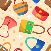 Fashion Bag Cartoon Seamless Pattern vector