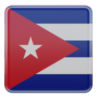 Cuba 3d textured glossy square flag png