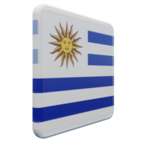 Uruguay Left View 3d textured glossy square flag png