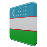 Uzbekistan Right View 3d textured glossy square flag png