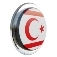 Turks republiek van noordelijk Cyprus links visie 3d getextureerde glanzend cirkel vlag png