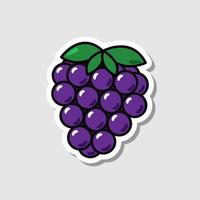 Vector blackberry sticker in cartoon style. Isolated berry with shadow.
