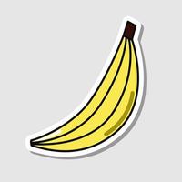 Vector banana sticker in cartoon style. Isolated fruit with shadow.