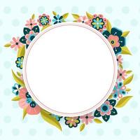 Floral vector template with copy space. Isolated light banner or card design with naive flowers